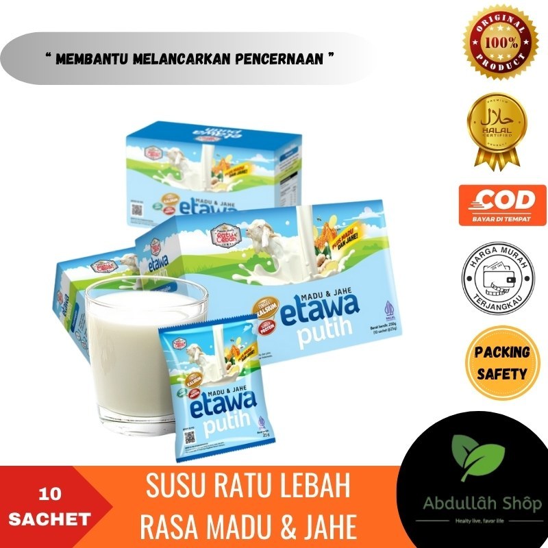 

Susu Kambing Etawa Ratu Lebah Rasa Madu & Jahe isi 10 Sachet Original