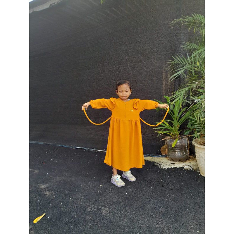 gamis anak perempuan bahan crinkle premium