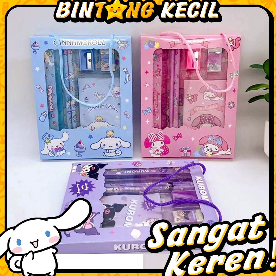 

Super Delivery Alat Tulis Set 6 in 1 Pensil Set Set Motif Sanrio Alat Tulis Lengkap Anak Sanrio Kuromi Chinamooroll Melody