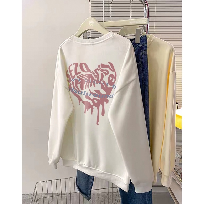 Tren Kekinian Sweater Oversize Pink Love  Sweater Hitam Panjang Wanita Korean