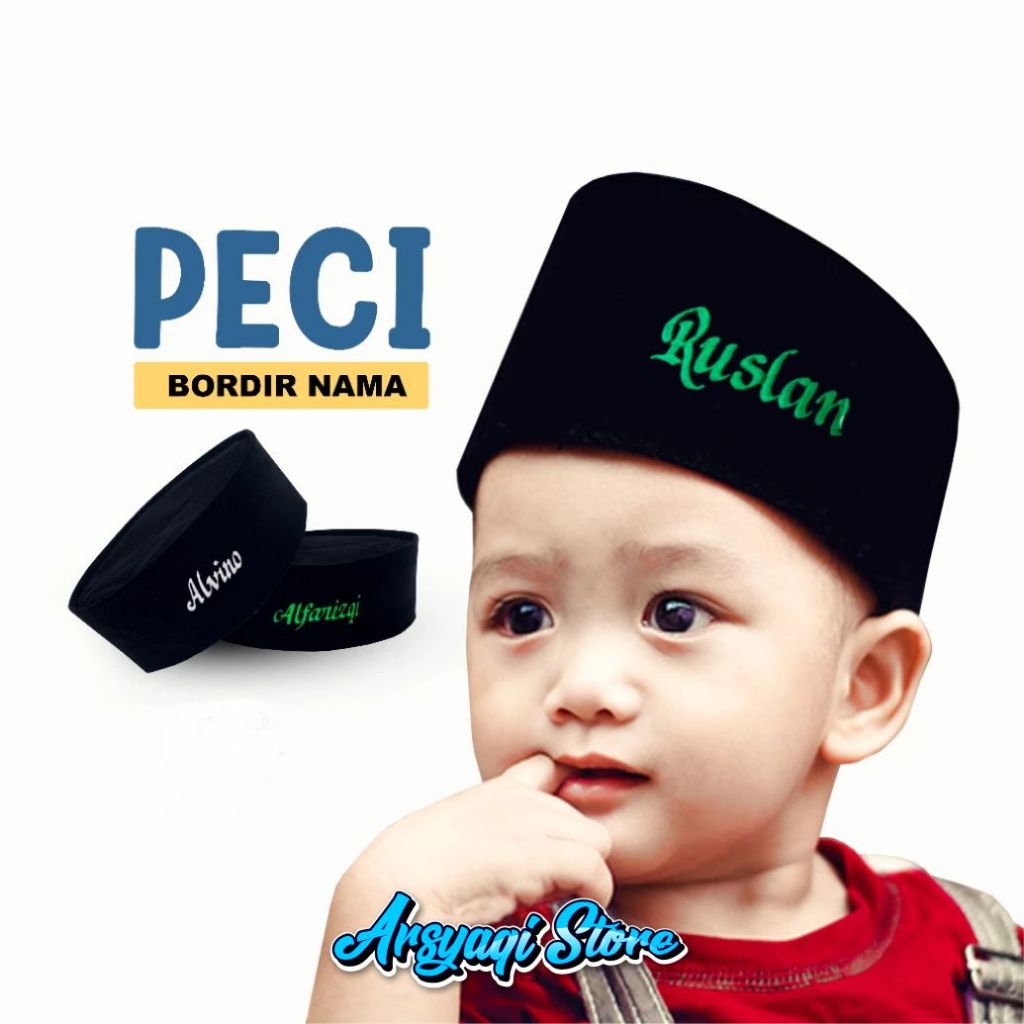 Peci Hitam Anak Dan Dewasa Free Bordir Nama SukaSuka