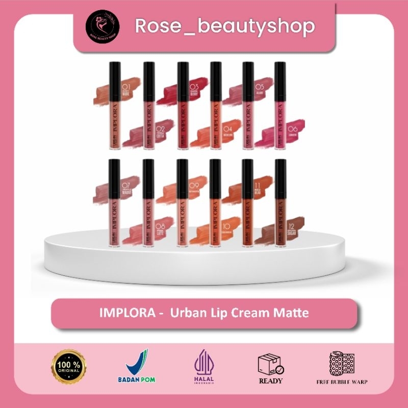 IMPLORA Urban Lip Cream Matte Lengkap 20 Warna - LipCream Lip Matte - Lipstick Lipstik Matte - Lip C