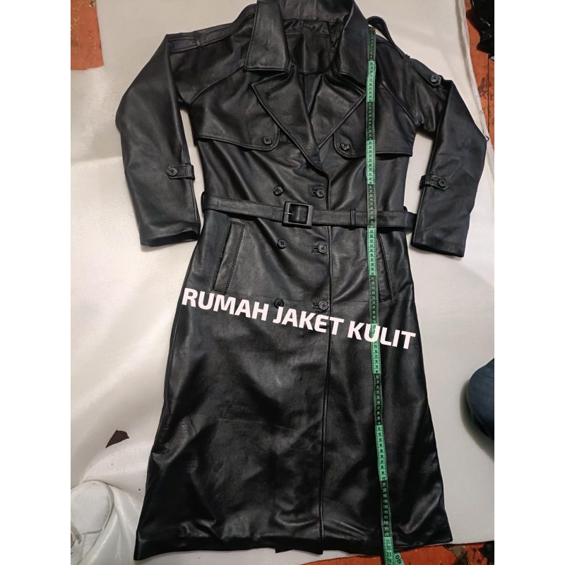 Jubah kulit pria panjang asli domba - jaket kulit pria panjang original