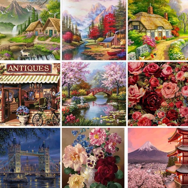 

KODE X97H 4x5cm DIY Paint By Numbers Oil Painting Kit Canvas Paint by Number