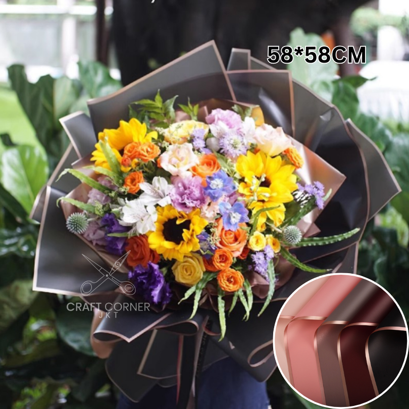 

[5 LBR] Cello List Gold Matte 58*58cm / Cello Florist Buket Bunga / Bungkus Kertas Kado