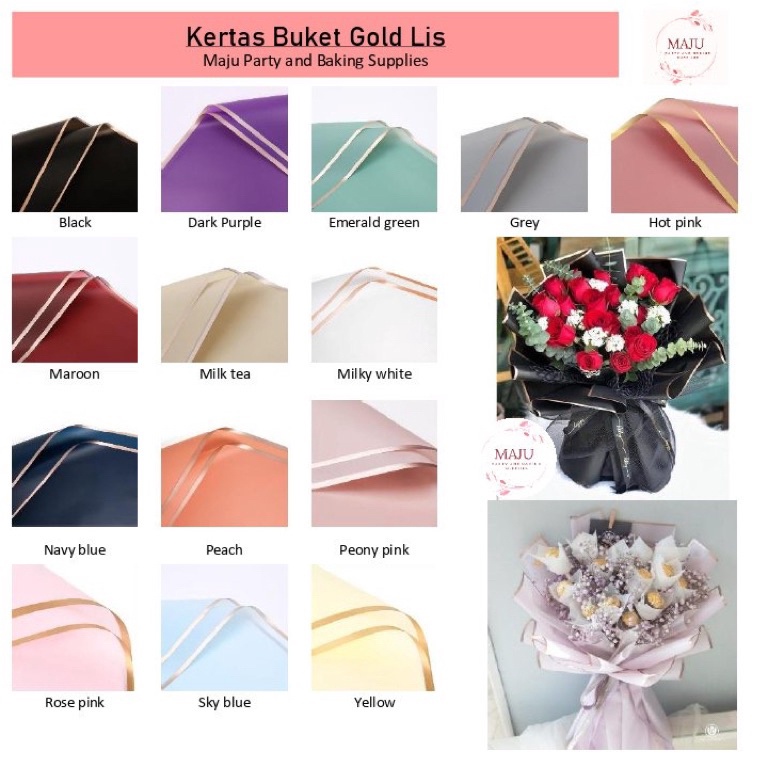 

Stock Update 2 lembar per pax Kertas Buket Lis Emas Gold Frame Flower Wrapping Kertas Bunga Flower Paper Cellophane Paper Kertas Kerajinan Bunga