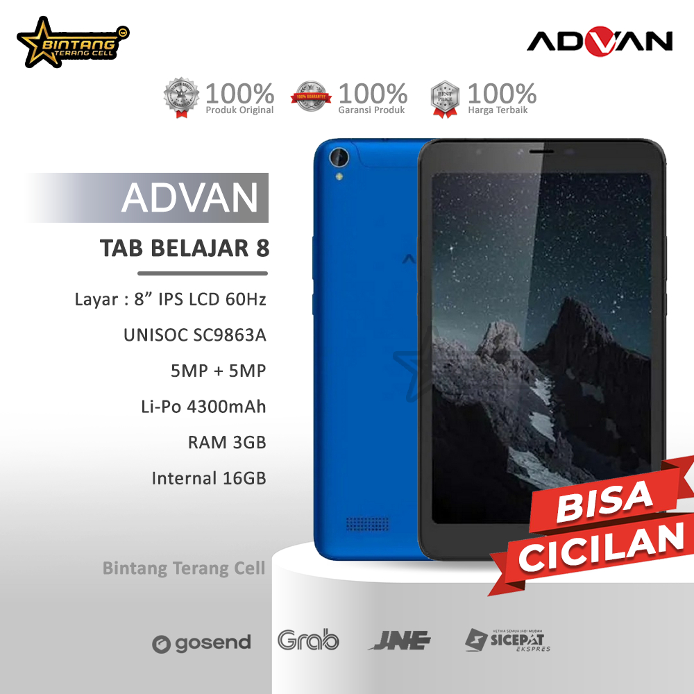 [Promo tablet murah]Advan Tablet belajar tab belajar Elite 8inch Ram 3/16gb Garansi Resmi