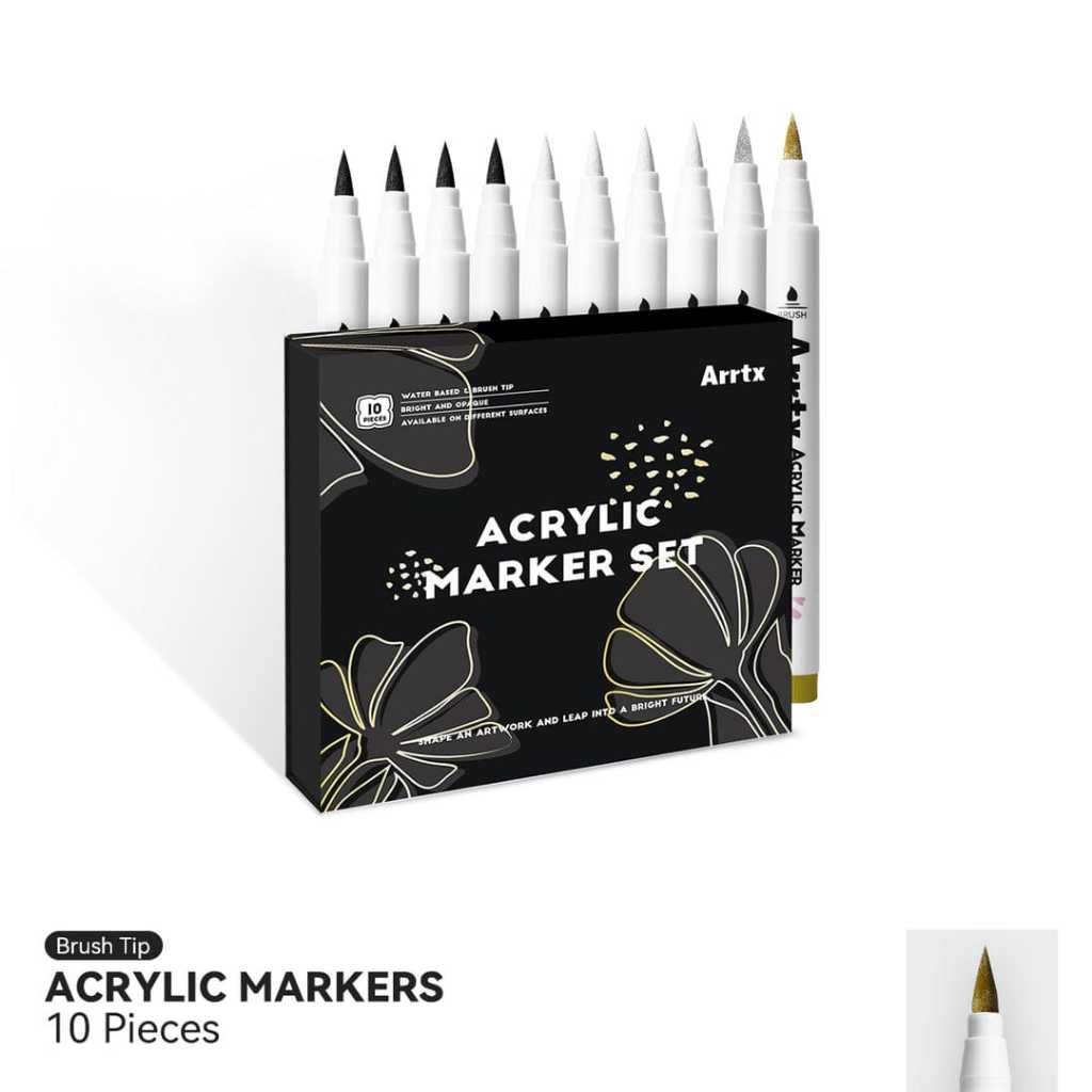 

ARRTX Acrylic Brush Marker / Akrilik Marker 10pcs set