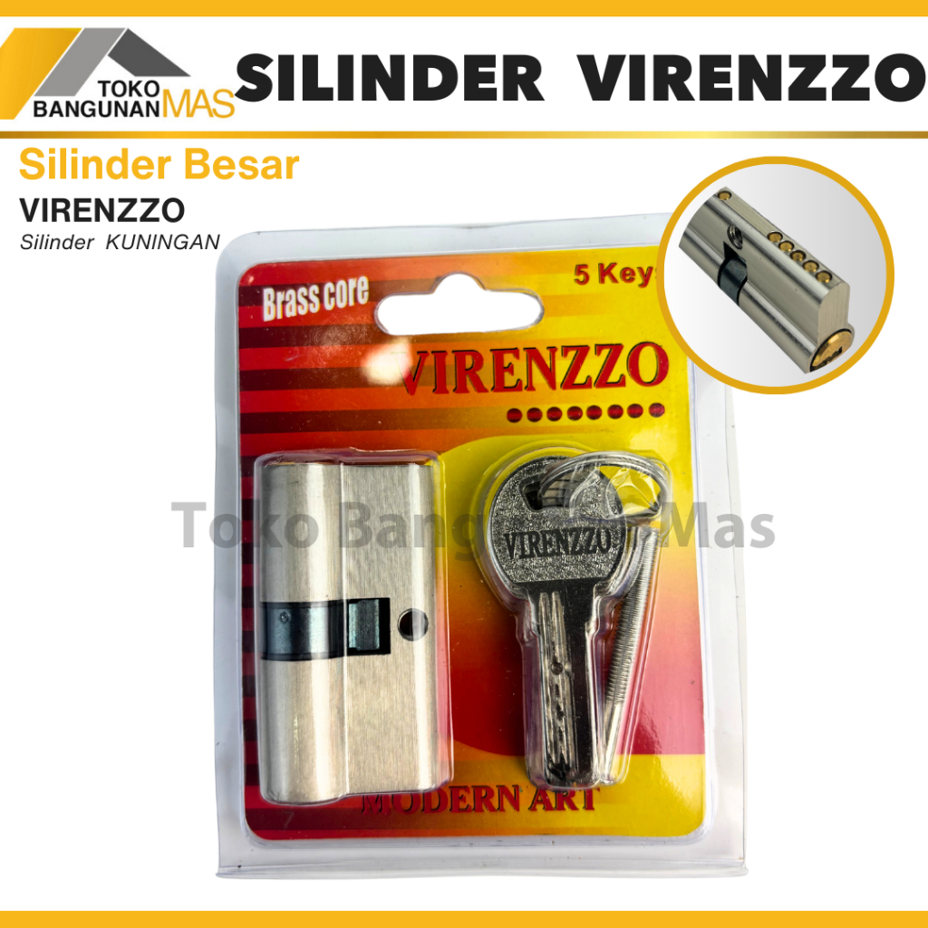 SIlinder Kunci Pintu KUNINGAN virenzzo kunci kuningan silinder kuningan Kunci Komputer 5 kunci