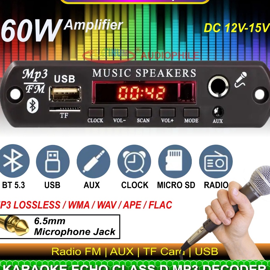 Modul MP3 Deer Bluetooth Karaoke Mic echo Amplifier 6W Multimedia Speaker K59