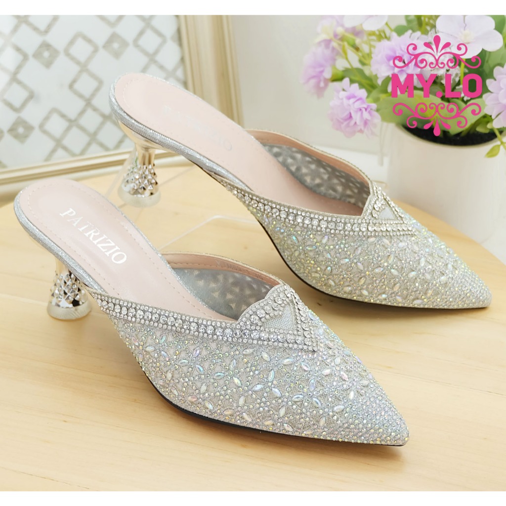 SANDAL PESTA WANITA SENDAL HEEL KONDANGAN PEREMPUAN SELOP KEBAYA PENGANTIN SLOP WEDDING MEWAH ELEGAN