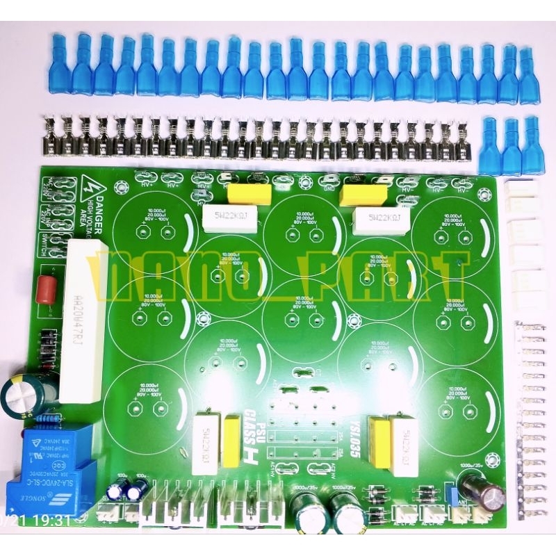 pcb psu class H 12elco plus softstart / pcb elco clas H 12 elco + soft start psu simetris & psu fan/