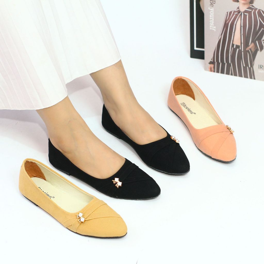 Flatshoes Wanita Loly untuk Kerja dan Santai - Hitam