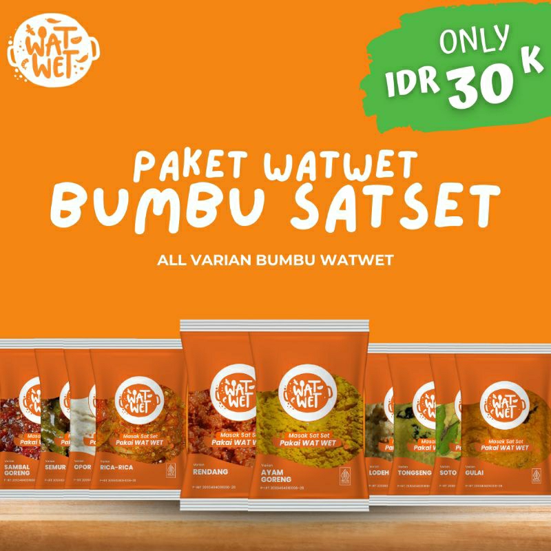 

WAT WET - Paket Bumbu Basah Sat Set Isi 10 Varian | Bumbu Instan Praktis 100% Bahan Alami