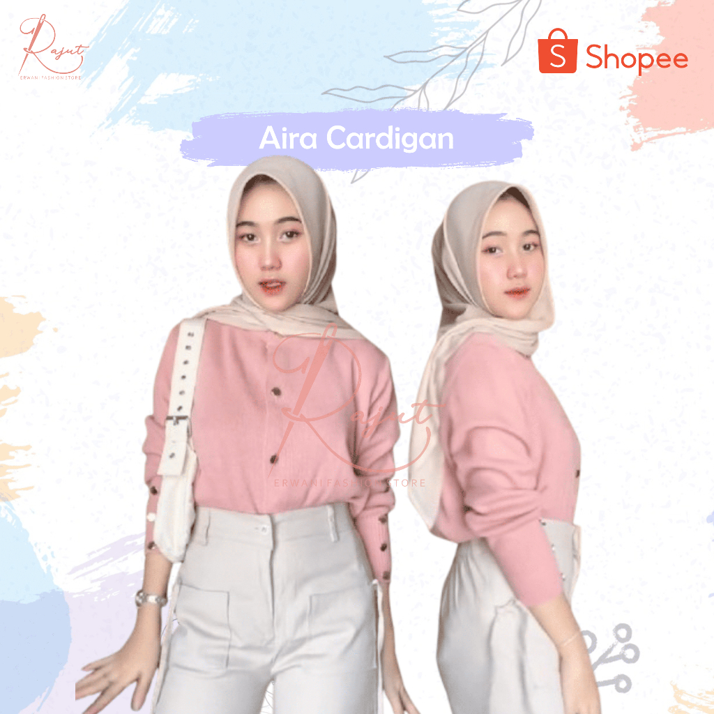 Aira Cardigan Rajut Premium Basic Knit Inara Tebal Cardi Cardy Kardigan Wanita Atasan Switer Sweater