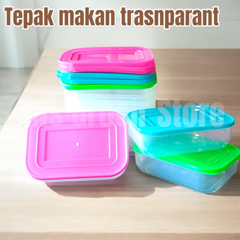 (isi 6pcs) Tepak makan siang - tepak bekal lunch box transpatant plastik grosir