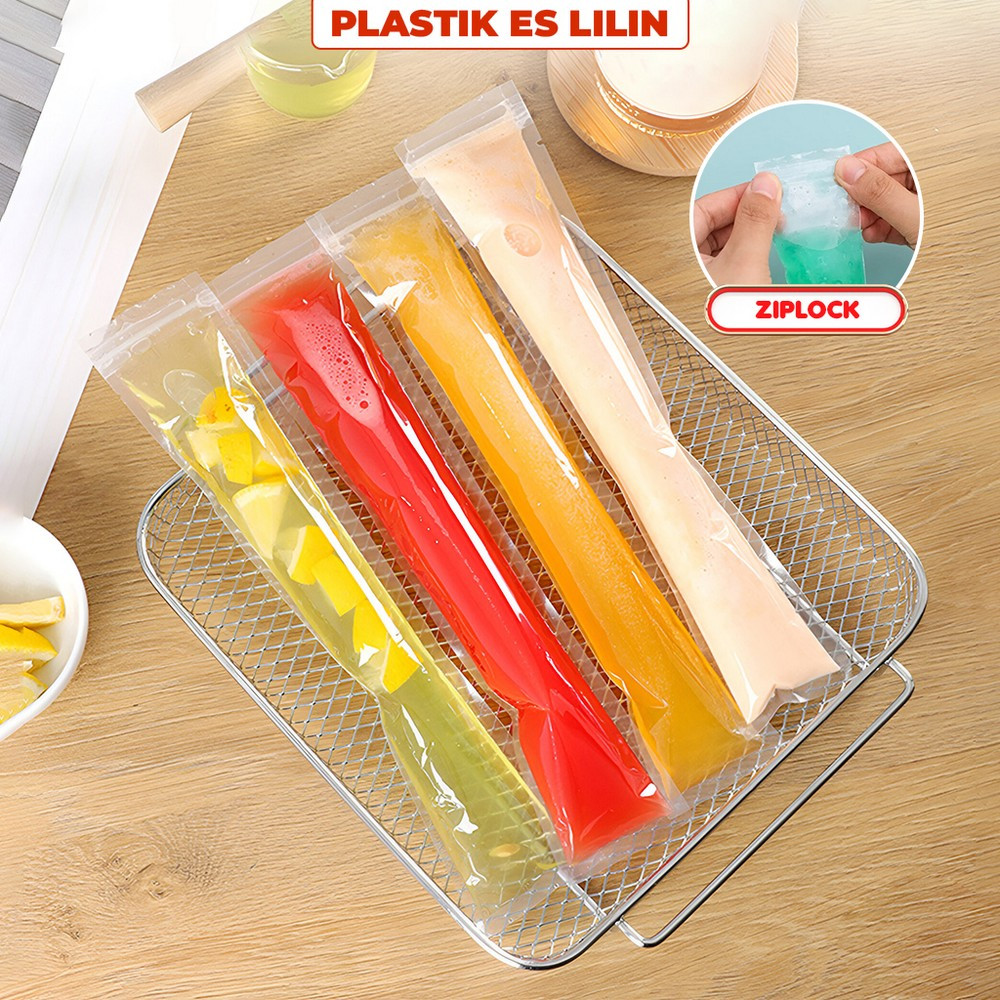 Plastik Es Lilin Ziplock Panjang Stick Ice Bags / Klip Plastik Es Mambo Homemade Ice Pack Stockami C