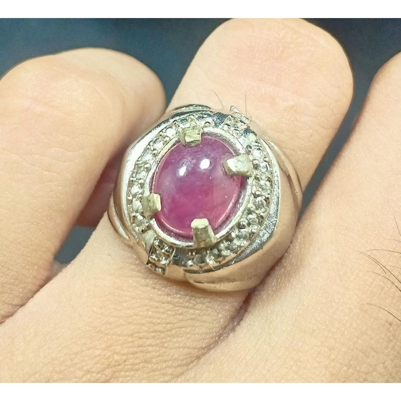 batu cincin ruby asli natural (Cabochon)