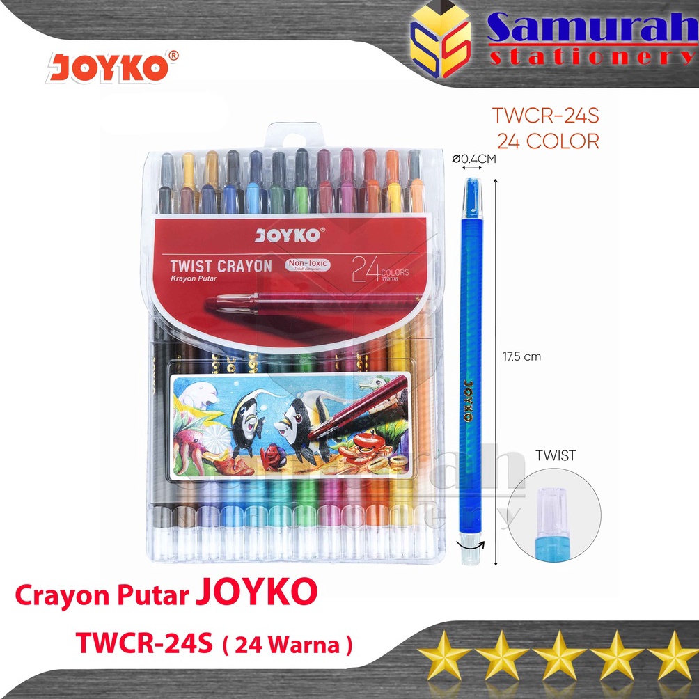 

KODE R94P Crayon Joyko TWCR24s 24 Colours Krayon Putar Mewarnai isi 24 Warna Twist Oil Pastel TWCR 24s