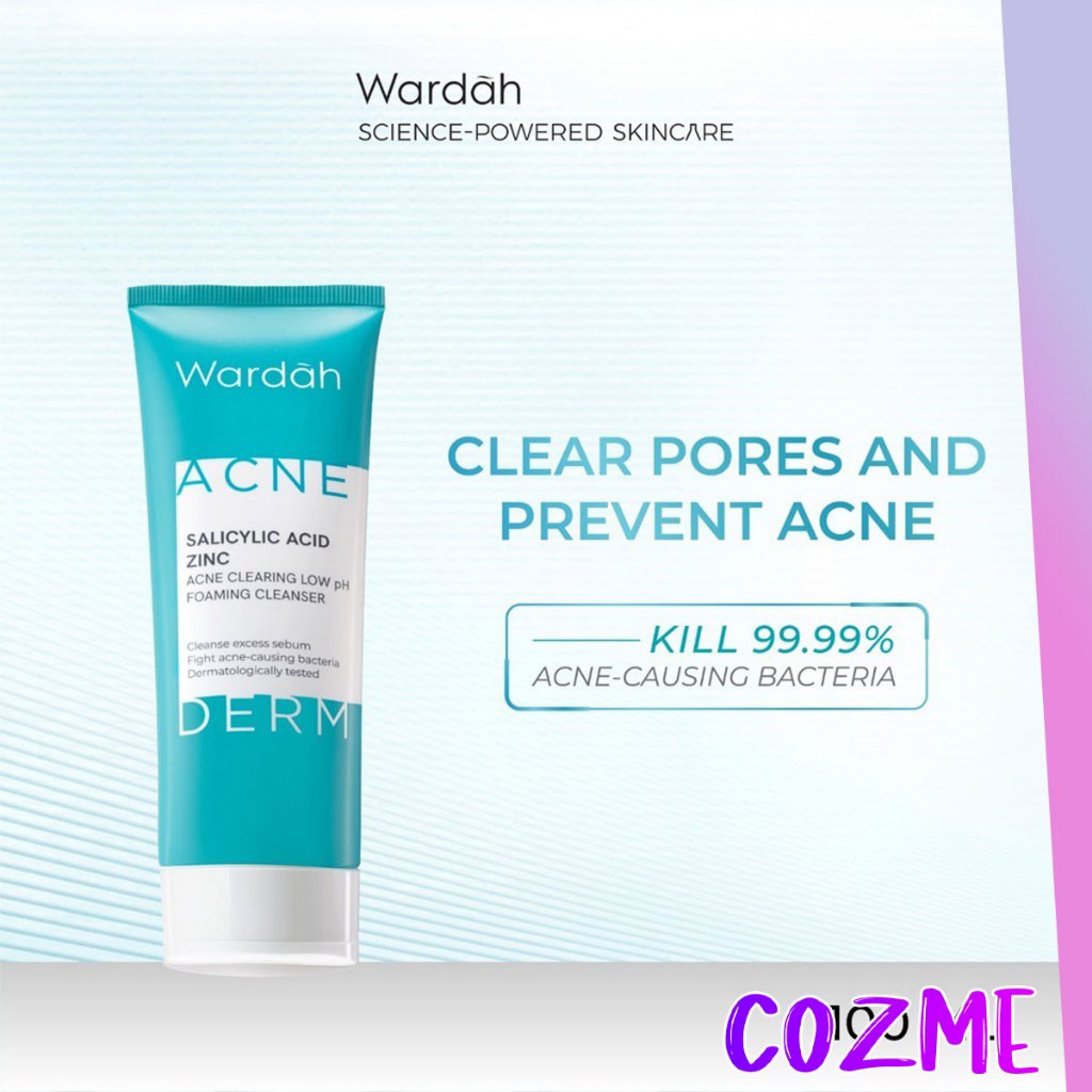 WARDAH Acnederm Salicylic Acid Zinc Acne Clearing Low pH Foaming Cleanser 100mL
