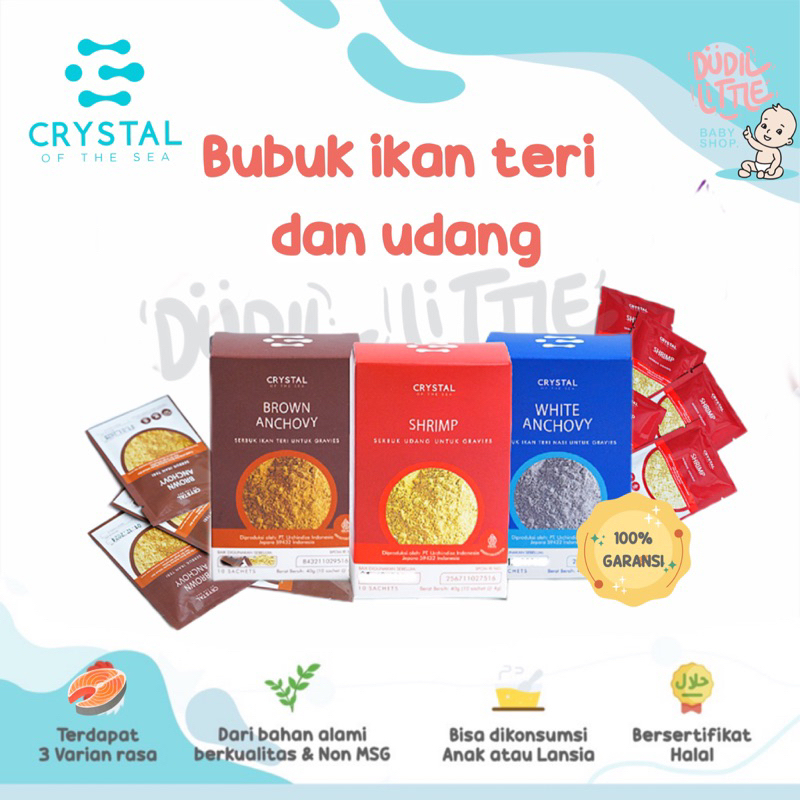 

BUBUK IKAN TERI UDANG CRYSTAL OF THE SEA KALDU MPASI KEMASAN SACHET 1pcs