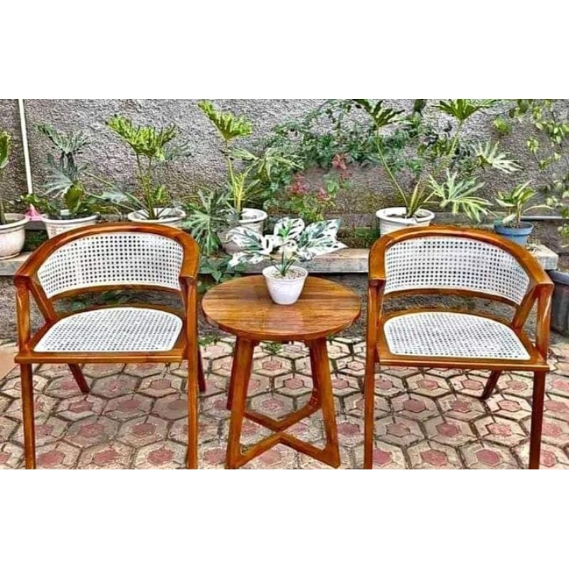 KURSI TERAS JATI / KURSI ROTAN LENONG JATI