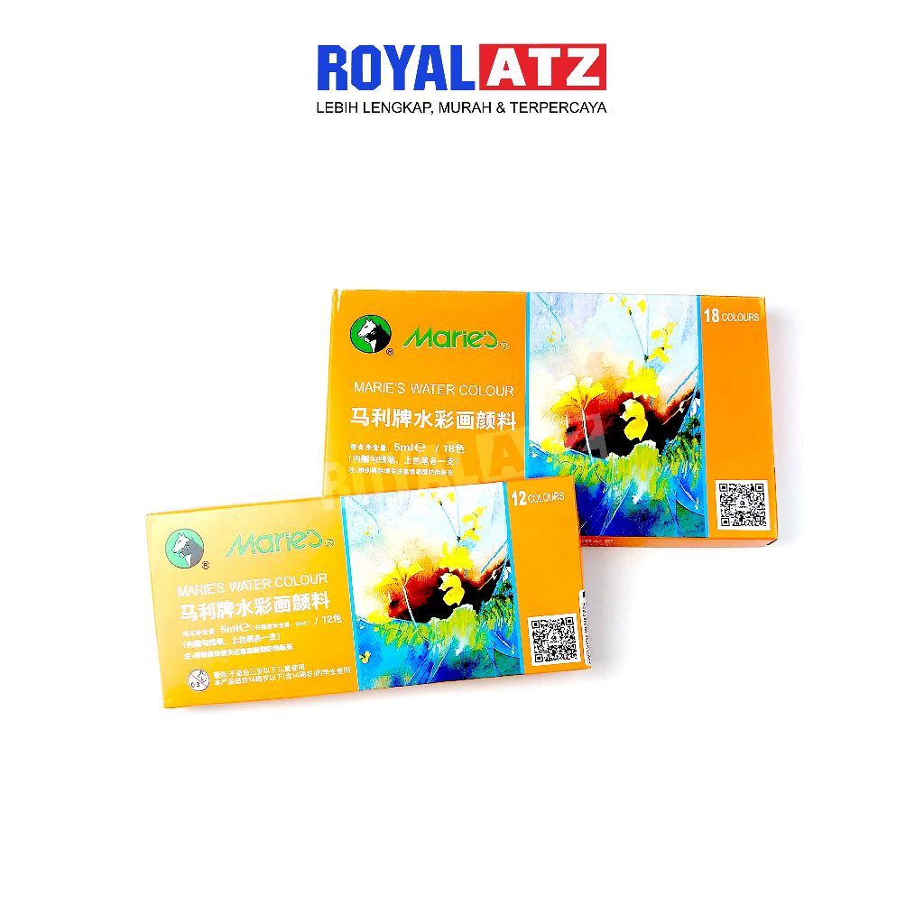 

Cat Air / Maries Water Colour Set Isi 12 & 18 Warna 5 ml