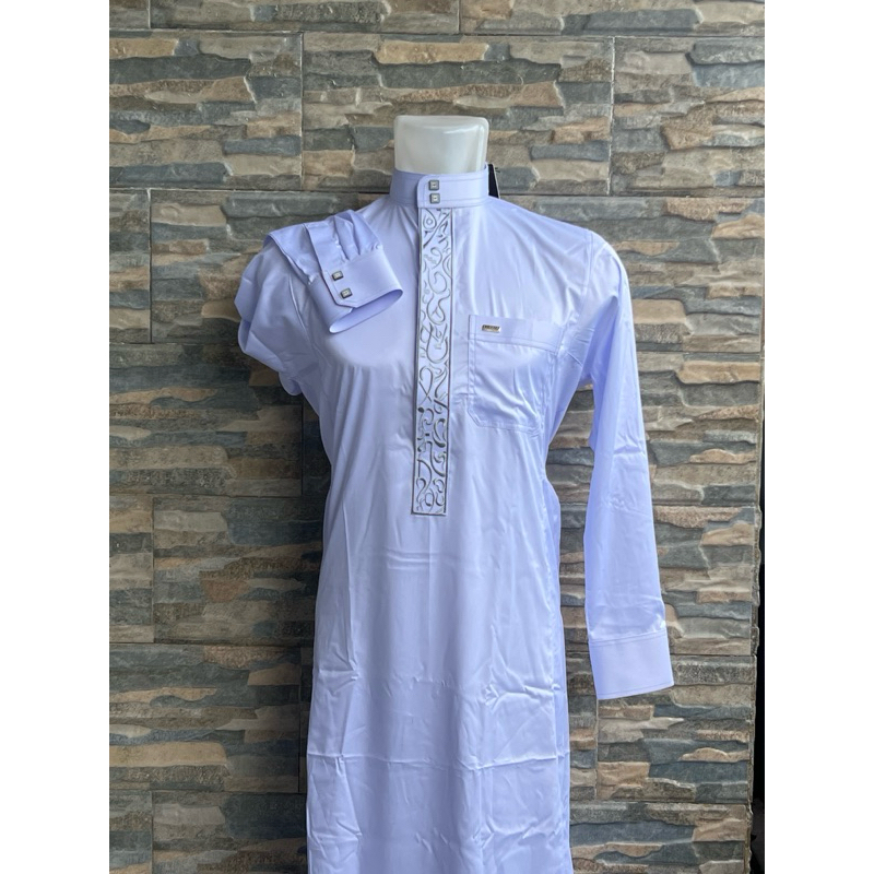 Gamis dewasa pria jubah al wafa thobe embroidery manset