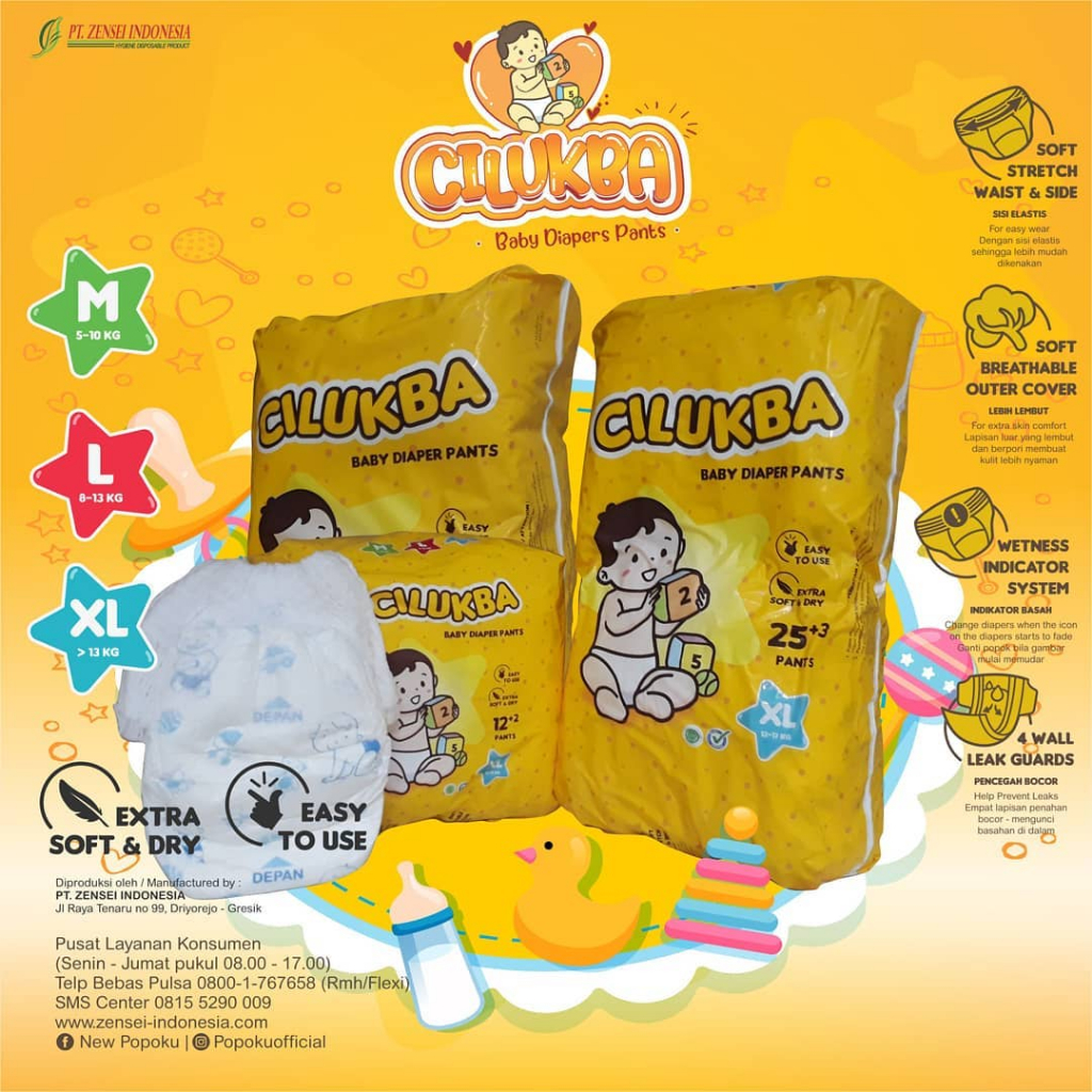 Cilukba Baby Popok Celana Bayi / Diapers Pants Sekali Pakai Ukuran All Size
