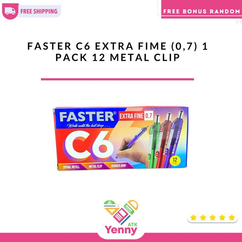 

Pulpen Faster C6 Extra Fine | Pulpen Metal Clip (0,7) | Pulpen Warna Hitam (pack/pcs)