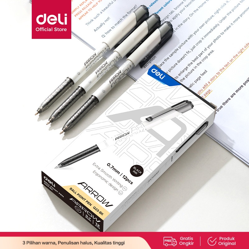 

Deli Ultra Smooth Gel Pen Pulpen Retractable Capable 0.7mm Tinta Hitam/Biru/Merah EQ23 EQ24