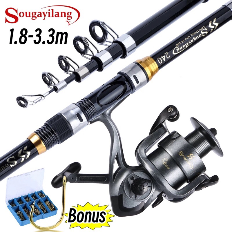 Set Alat Mancing Sougayilang – Joran Fiber, Reel 1000-4000 & Aksesoris Lengkap