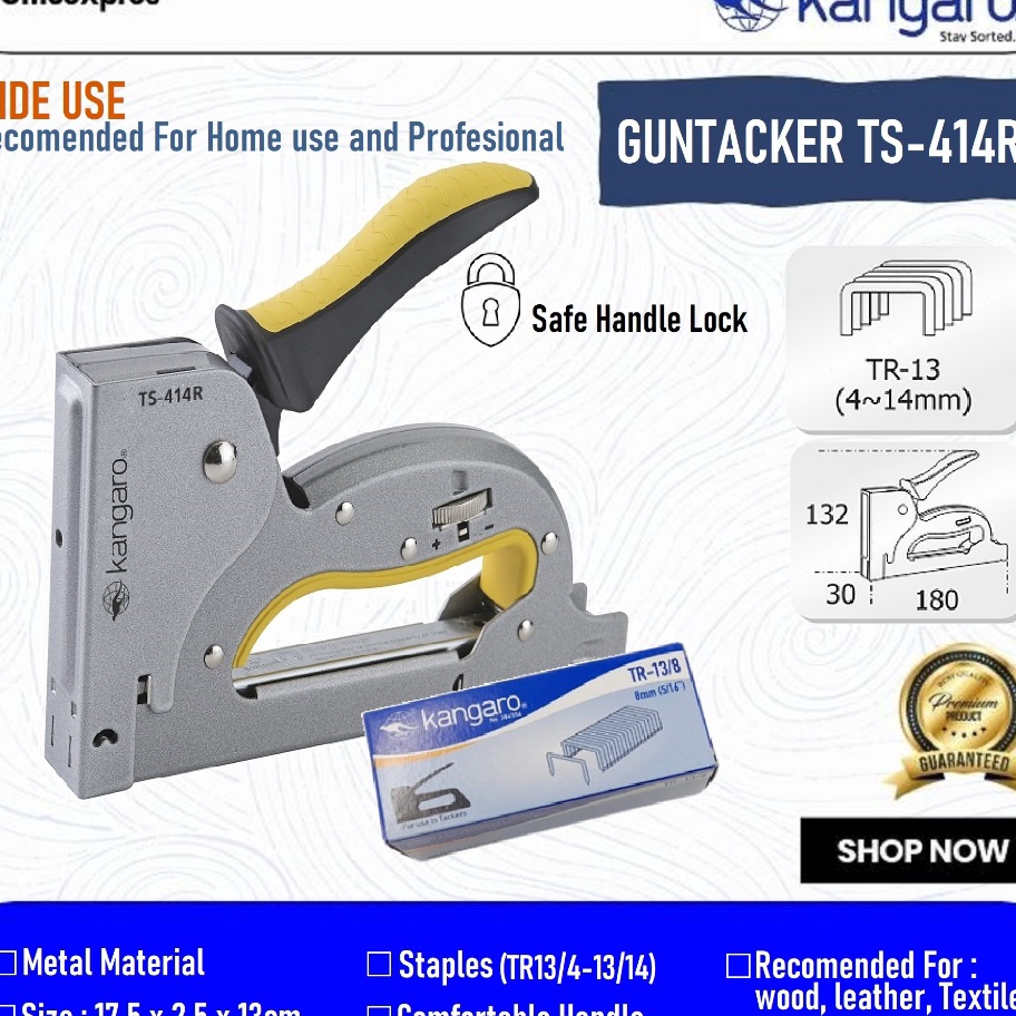 

KF7 Stapler Tembak Guntacker TS 414R Sejenis MAX TGA Stapler Sofa Staples Tembak Jok Motor Gun Tacker Kangaro