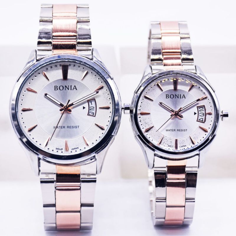 PROMO JAM TANGAN COUPLE RANTAI STAINLESS / JAM TANGAN PRIA  ELEGAN