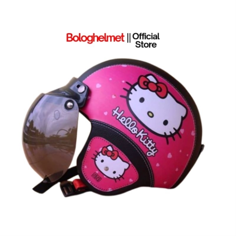 Helm bogo retro Kulit Motif Kaca Bubble halfface