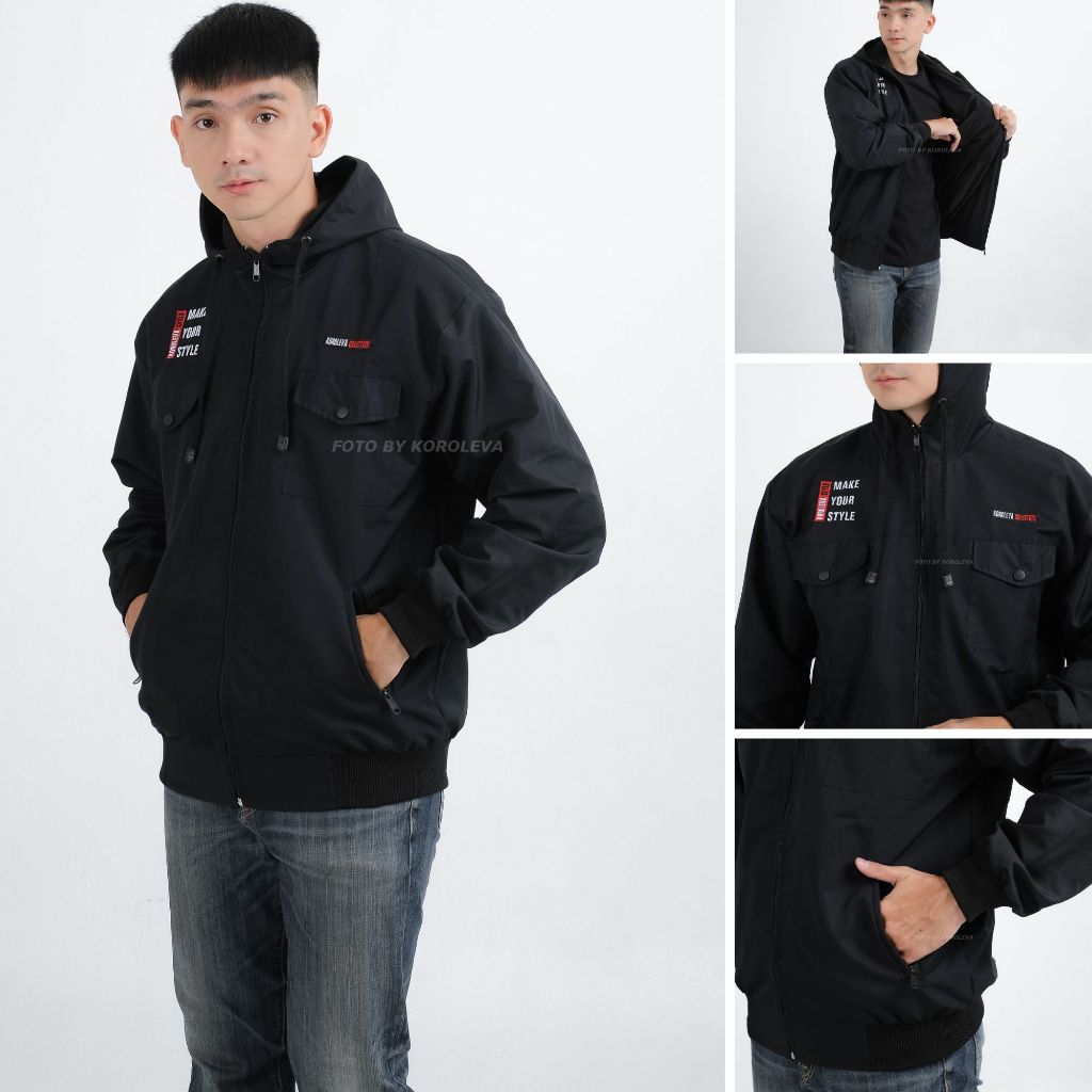 Jaket Pria Wanita Semi Parka Taslan  Ukuran M-XL nyaman digunakan di segala cuaca. Tersedia dalam be
