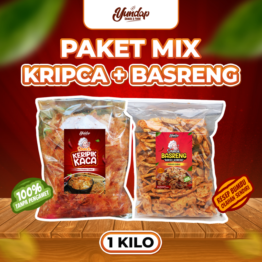 

PROMO BUNDLING 1 KG KRIPCA + BASRENG DAUN JERUK PREMIUM - YUNDAPSNACK (BISA COD)