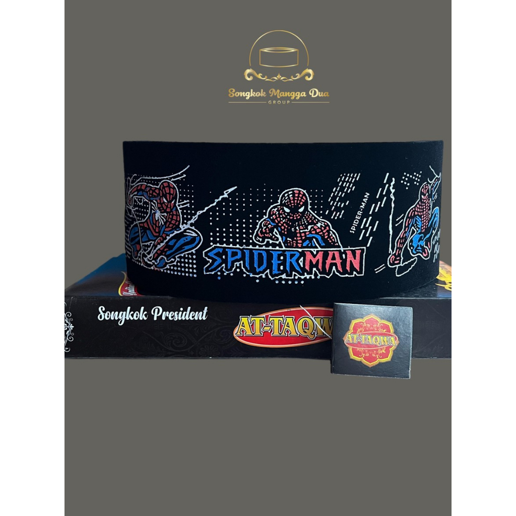 Peci Hitam Anak Songkok Anak Motif Spiderman AT-TAQWA Original