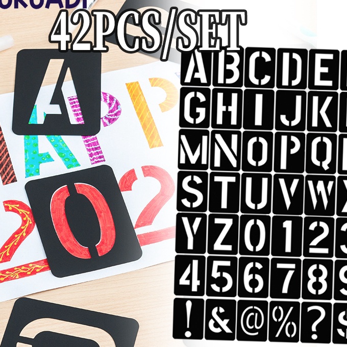 

Khusus 42pcs Lettering Stencil Set Stensil Plastik Cetakan Huruf 1mm Butterfly Stensil Cetakan Huruf Angka
