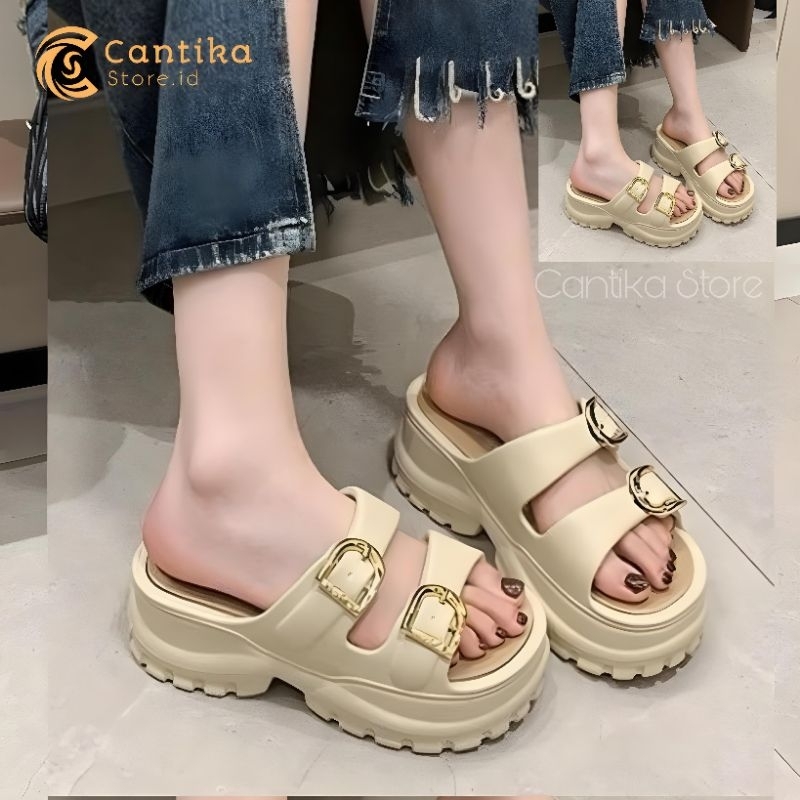 SANDAL FUJI CEWEK FASHION WADGES KARET EVA RUBBER SANDAL WANITA KOREA TERBARU