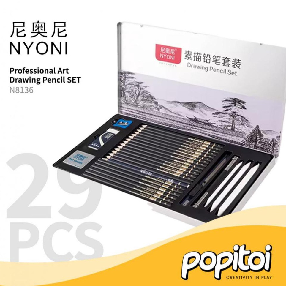 

KODE H43S NYONI N8136 Drawing Pencil SET of 29 Pensil Gambar Sketsa Sketch