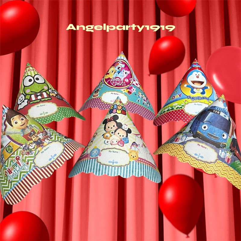 Topi koboy karakter / topi koboy ulang tahun / topi kerucut 10 pcs