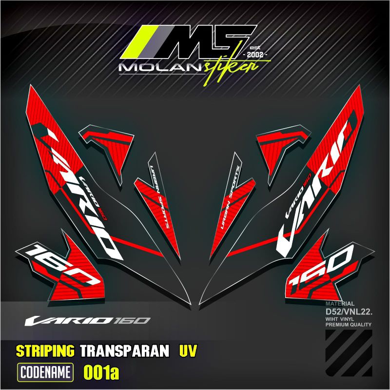Decal Sticker Striping Variasi Transparan Uv Vario 160 New Honda Vario 160 2024 Vario 160 2023 Honda