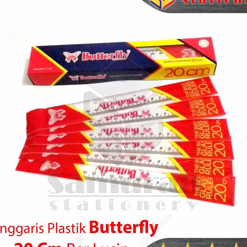 

Unggul Penggaris Plastik Buterfly 2 cm Per Lusin Mika Glass Ruller ButterFly Alat ukur panjang 2 centimeter 1 Pak
