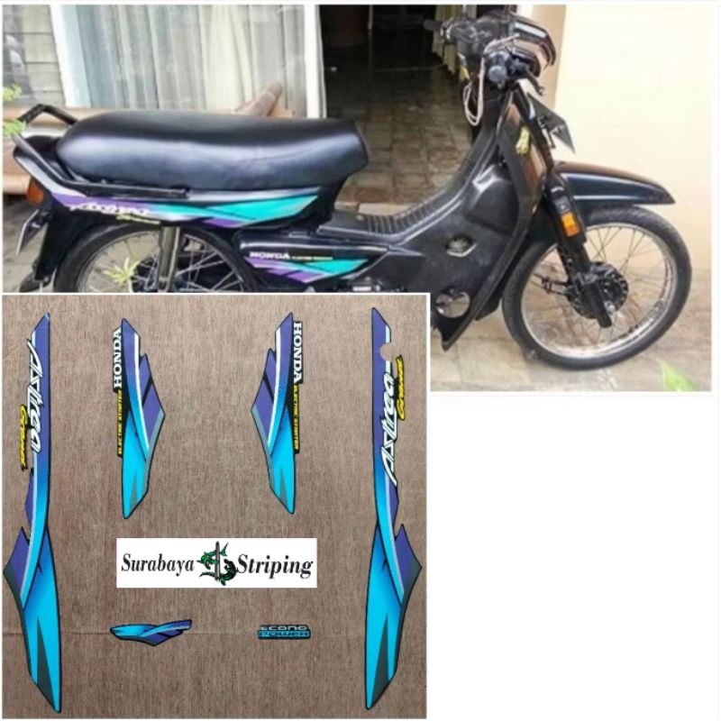Striping sticker Honda Astrea Grand Hitam Lis biru tahun 1996