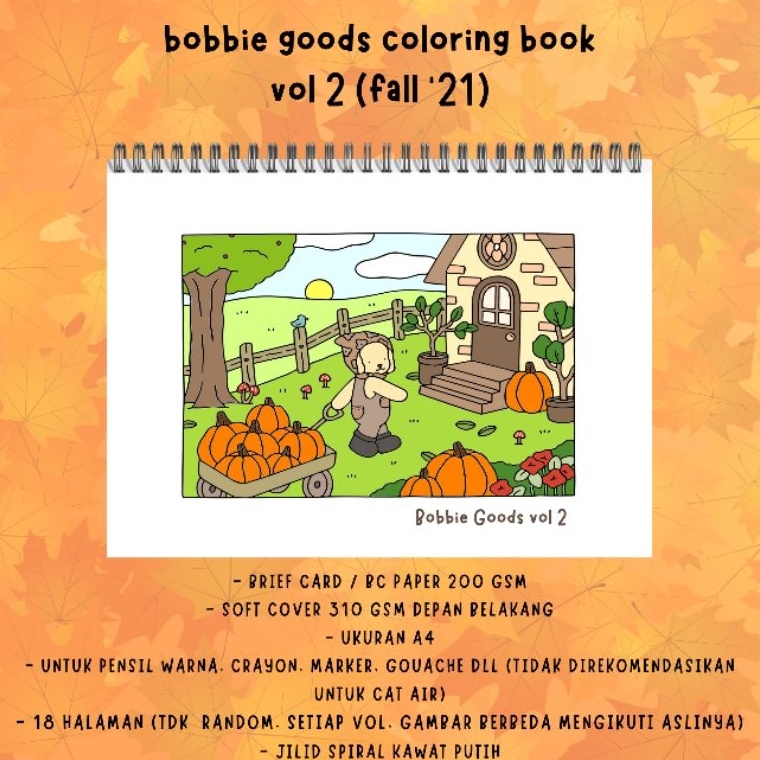 

KODE U38R Bobbie Goods Coloring Book Vol 2 Fall 221 18 halaman buku mewarnai kertas BC tebal 2 gsm