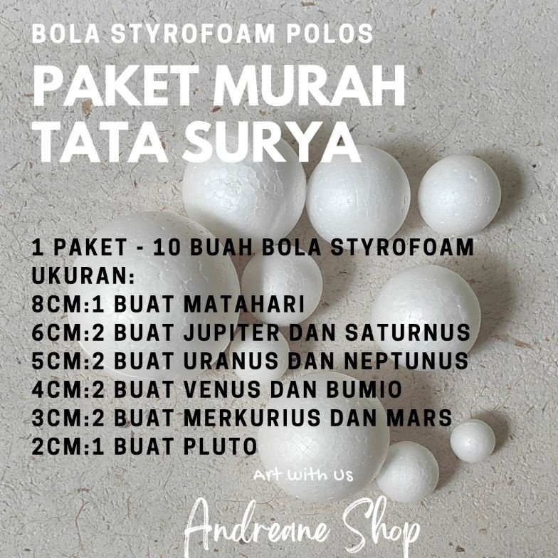 

ART F4M9 Paket MURAH Bola Gabus Styrofoam Maket Tata Surya