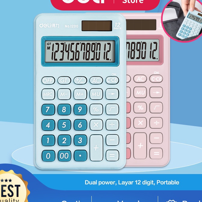 

KP8 Deli Desktop Calculator Kalkulator Meja M Poble Dual Power Lucu 12