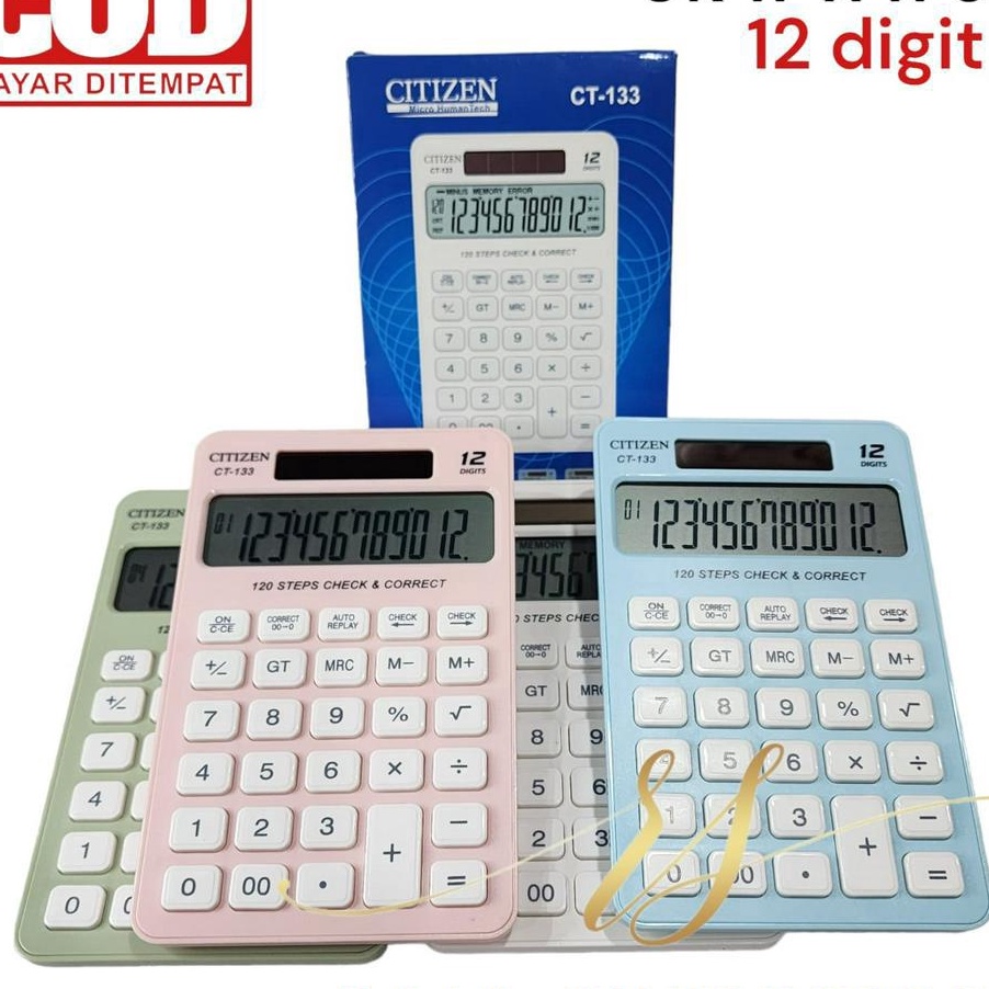 

Eksklusif CALCULATOR CITIZEN 133 CT 133 COLOUR SERIES 12 DIT CHECK ULANG DAN CORRECT KALKULATOR WARNA