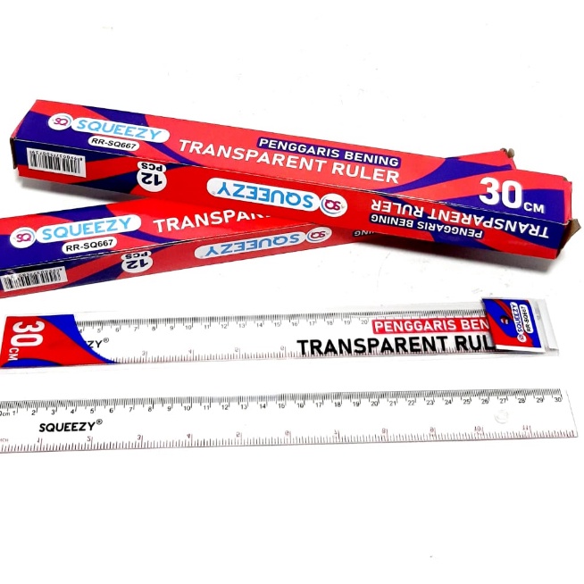 

KF7 1packs12pcs Penggaris Plastik Bening 3cm SQUEEZY RRSQ667